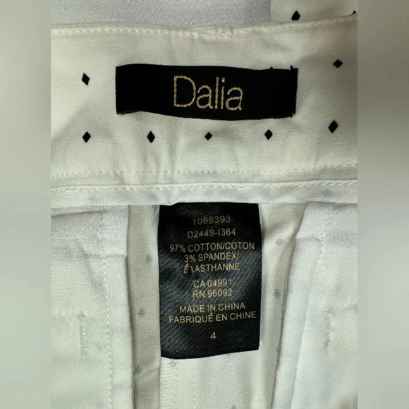 Dalia NWT Pants Cropped White/Black  Polka Dot Size 4 - Picture 8 of 9
